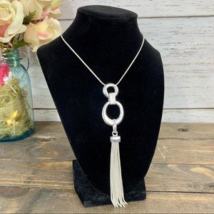 NWT CHARTER CLUB SilverTone Circle Tassel Necklace